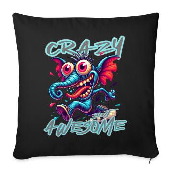 Crazy but Awesome Elephant Comic Style - Sofa pillowcase 17,3'' x 17,3'' (45 x 45 cm) - black - Front