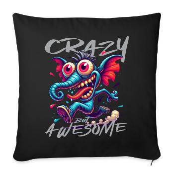 Crazy but Awesome Elephant Comic Style - Sofa pillowcase 17,3'' x 17,3'' (45 x 45 cm) - black - Front