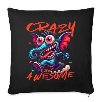 Crazy but Awesome Elephant Comic Style - Sofa pillowcase 17,3'' x 17,3'' (45 x 45 cm) - black - Front