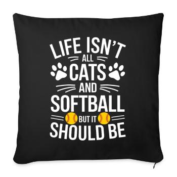 Softball Saying Cats Funny Softball Gift - Sofa pillowcase 17,3'' x 17,3'' (45 x 45 cm) - black - Front