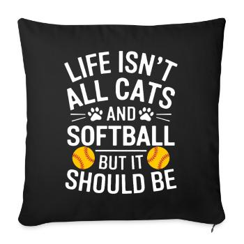Softball Saying Cats Funny Softball Gift - Sofa pillowcase 17,3'' x 17,3'' (45 x 45 cm) - black - Front