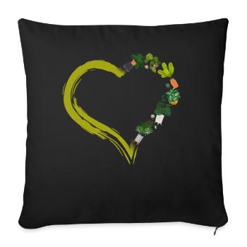 Plant Lover Gardening Heart - Sofa pillowcase 17,3'' x 17,3'' (45 x 45 cm) - black - Front