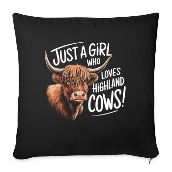 Juste une fille qui aime les vaches des Highlands - Housse de coussin décorative 45 x 45 cm - noir - Devant