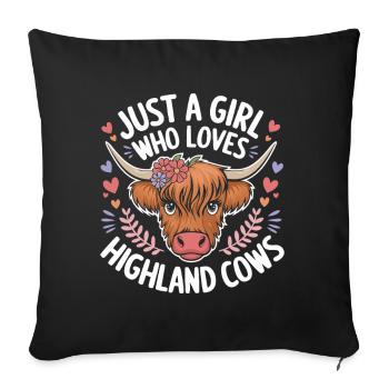 Just a Girl Who Loves Highland Cows - Sofa pillowcase 17,3'' x 17,3'' (45 x 45 cm) - black - Front