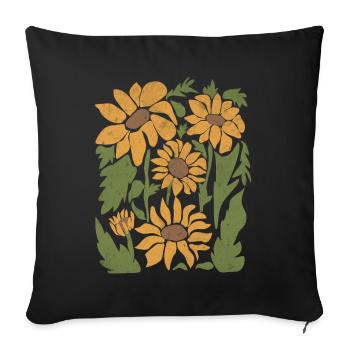 Boho Tournesol Fleurs sauvages - Housse de coussin décorative 45 x 45 cm - noir - Devant