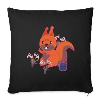 Spring Squirrel Snowdrop Kids - Sofa pillowcase 17,3'' x 17,3'' (45 x 45 cm) - black - Front