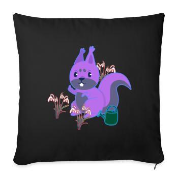Squirrel Spring Flowers Gardening Flowers - Sofa pillowcase 17,3'' x 17,3'' (45 x 45 cm) - black - Front