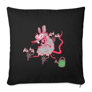 Garden Rat Snowdrop Spring Gardener - Sofa pillowcase 17,3'' x 17,3'' (45 x 45 cm) - black - Front
