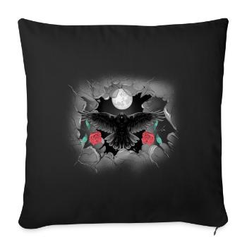 mystical crow roses crows ravens raven halloween - Sofa pillowcase 17,3'' x 17,3'' (45 x 45 cm) - black - Front
