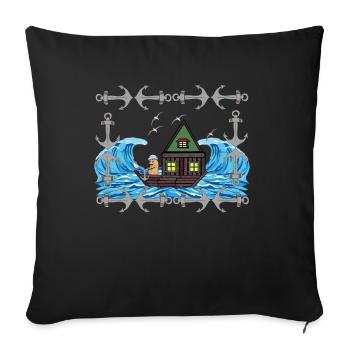 Maritime Peanut Sailor Ship Ships Ahoy Moin - Sofa pillowcase 17,3'' x 17,3'' (45 x 45 cm) - black - Front