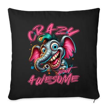 Crazy but Awesome Elephant Comic Style - Sofa pillowcase 17,3'' x 17,3'' (45 x 45 cm) - black - Front