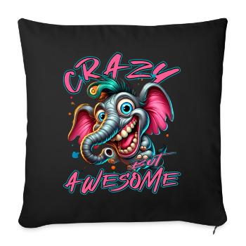Crazy but Awesome Elephant Comic Style - Sofa pillowcase 17,3'' x 17,3'' (45 x 45 cm) - black - Front