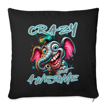 Crazy but Awesome Elephant Comic Style - Sofa pillowcase 17,3'' x 17,3'' (45 x 45 cm) - black - Front