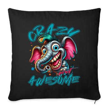 Crazy but Awesome Elephant Comic Style - Sofa pillowcase 17,3'' x 17,3'' (45 x 45 cm) - black - Front
