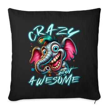 Crazy but Awesome Elephant Comic Style - Sofa pillowcase 17,3'' x 17,3'' (45 x 45 cm) - black - Front