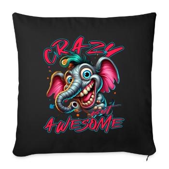 Crazy but Awesome Elephant Comic Style - Sofa pillowcase 17,3'' x 17,3'' (45 x 45 cm) - black - Front