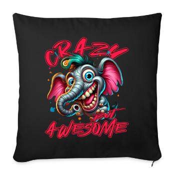 Crazy but Awesome Elephant Comic Style - Sofa pillowcase 17,3'' x 17,3'' (45 x 45 cm) - black - Front