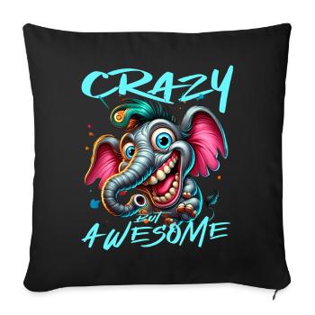 Crazy but Awesome Elephant Comic Style - Sofa pillowcase 17,3'' x 17,3'' (45 x 45 cm) - black - Front