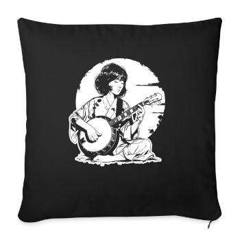 Banjo Fille - Housse de coussin décorative 45 x 45 cm - noir - Devant