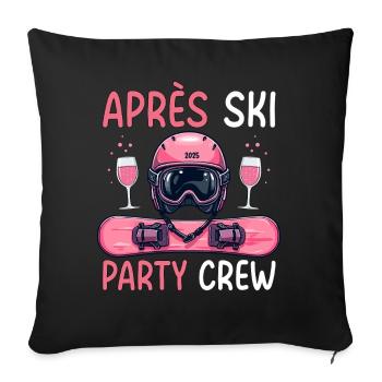 Équipe de fête après ski - Housse de coussin décorative 45 x 45 cm - noir - Devant
