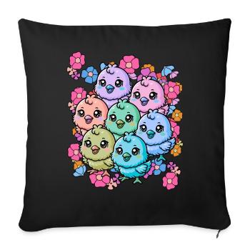 80s 90s Happy Easter Chick Child Kids Baby - Sofa pillowcase 17,3'' x 17,3'' (45 x 45 cm) - black - Front