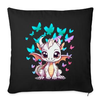 Baby Dragon Dragon Child Kids Toddler Insects - Sofa pillowcase 17,3'' x 17,3'' (45 x 45 cm) - black - Front