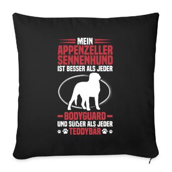 Mountain Dog protects me Appenzeller Mountain Dog - Sofa pillowcase 17,3'' x 17,3'' (45 x 45 cm) - black - Front