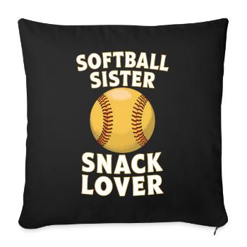 Softball Saying Sister Funny Softball Gift - Sofa pillowcase 17,3'' x 17,3'' (45 x 45 cm) - black - Front