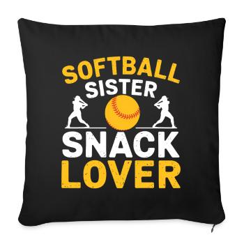 Softball Saying Sister Funny Softball Gift - Sofa pillowcase 17,3'' x 17,3'' (45 x 45 cm) - black - Front