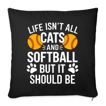 Softball Saying Cats Funny Softball Gift - Sofa pillowcase 17,3'' x 17,3'' (45 x 45 cm) - black - Front