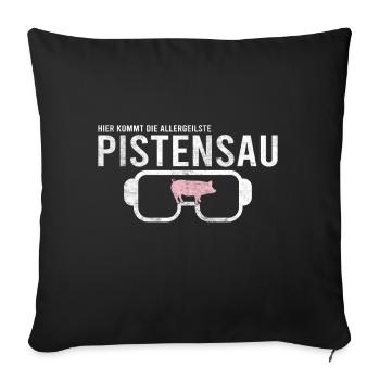 Pistensau Skier Fun Shirt - Sofa pillowcase 17,3'' x 17,3'' (45 x 45 cm) - black - Front