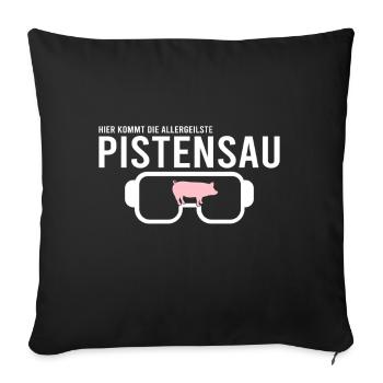 Pistensau Skier Fun - Sofa pillowcase 17,3'' x 17,3'' (45 x 45 cm) - black - Front