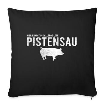Pistensau Skier Fun - Sofa pillowcase 17,3'' x 17,3'' (45 x 45 cm) - black - Front