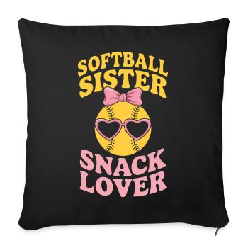Softball Saying Sister Funny Softball Gift - Sofa pillowcase 17,3'' x 17,3'' (45 x 45 cm) - black - Front