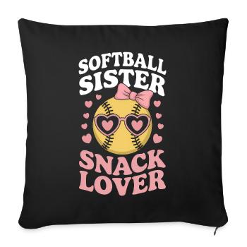 Softball Saying Sister Funny Softball Gift - Sofa pillowcase 17,3'' x 17,3'' (45 x 45 cm) - black - Front
