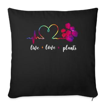 Amoureux des plantes Jardinage Amour en direct - Housse de coussin décorative 45 x 45 cm - noir - Devant
