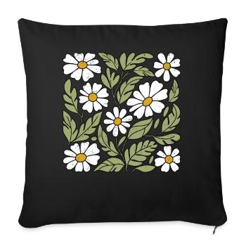 Daisy Flowers - Sofa pillowcase 17,3'' x 17,3'' (45 x 45 cm) - black - Front