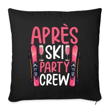 Équipe de fête après ski - Housse de coussin décorative 45 x 45 cm - noir - Devant