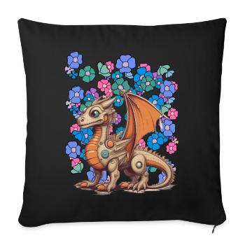 Dragon Dragon Child Kids Summer Flowers - Sofa pillowcase 17,3'' x 17,3'' (45 x 45 cm) - black - Front