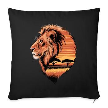 Lion in the Savannah – King of the Wild - Sofa pillowcase 17,3'' x 17,3'' (45 x 45 cm) - black - Front