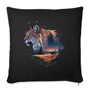 Lynx in the Wild – Mystical Natural Art - Sofa pillowcase 17,3'' x 17,3'' (45 x 45 cm) - black - Front