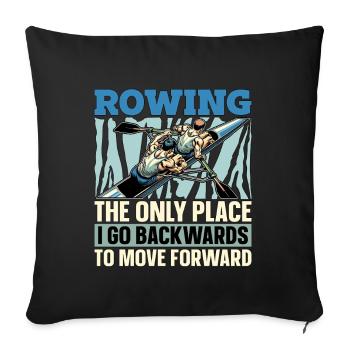 L’aviron d’eau : le seul endroit où je fais marche arrière - Housse de coussin décorative 45 x 45 cm - noir - Devant