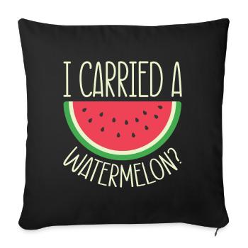 Melon pastèque Fruit d’été Cadeau végétalien - Housse de coussin décorative 45 x 45 cm - noir - Devant
