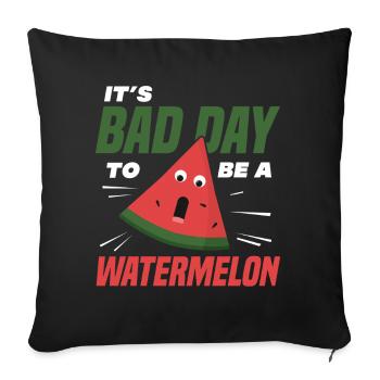 Melon pastèque Fruit d’été Cadeau végétalien - Housse de coussin décorative 45 x 45 cm - noir - Devant