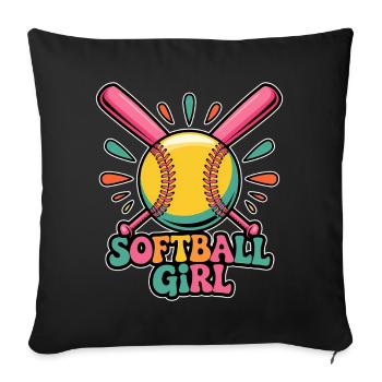 Softball Girl Mädchen Lustiges Softball Geschenk - Sofakissenbezug 45 x 45 cm - Schwarz - Vorne