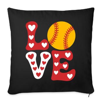 Softball Softball Player Cute Softball Gift - Sofa pillowcase 17,3'' x 17,3'' (45 x 45 cm) - black - Front
