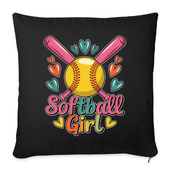 Softball Girl Mädchen Lustiges Softball Geschenk - Sofakissenbezug 45 x 45 cm - Schwarz - Vorne