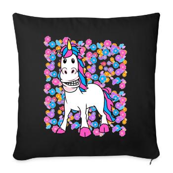 Spring Summer Unicorn Unicorns Kids Child - Sofa pillowcase 17,3'' x 17,3'' (45 x 45 cm) - black - Front