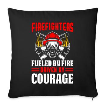 Fueled By Fire Funny Firefighter Red Line - Sofa pillowcase 17,3'' x 17,3'' (45 x 45 cm) - black - Front