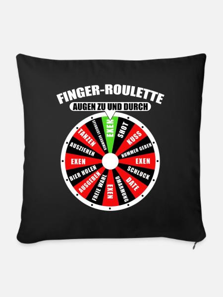 Finger-Roulette Augen zu und durch Mallorca JGA - Sofakissenbezug 45 x 45 cm - Schwarz